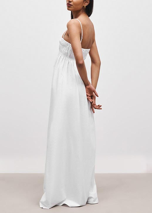 Solid color open back sleeveless suspender dress