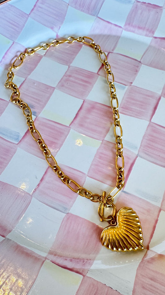 Gold Shell Heart Necklace