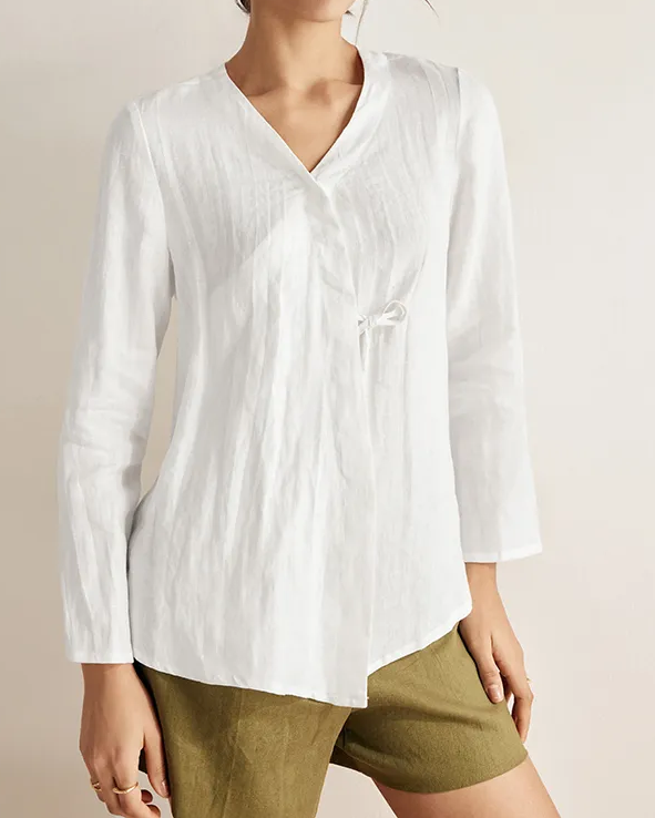 Linen Lace-Up Cardigan Top
