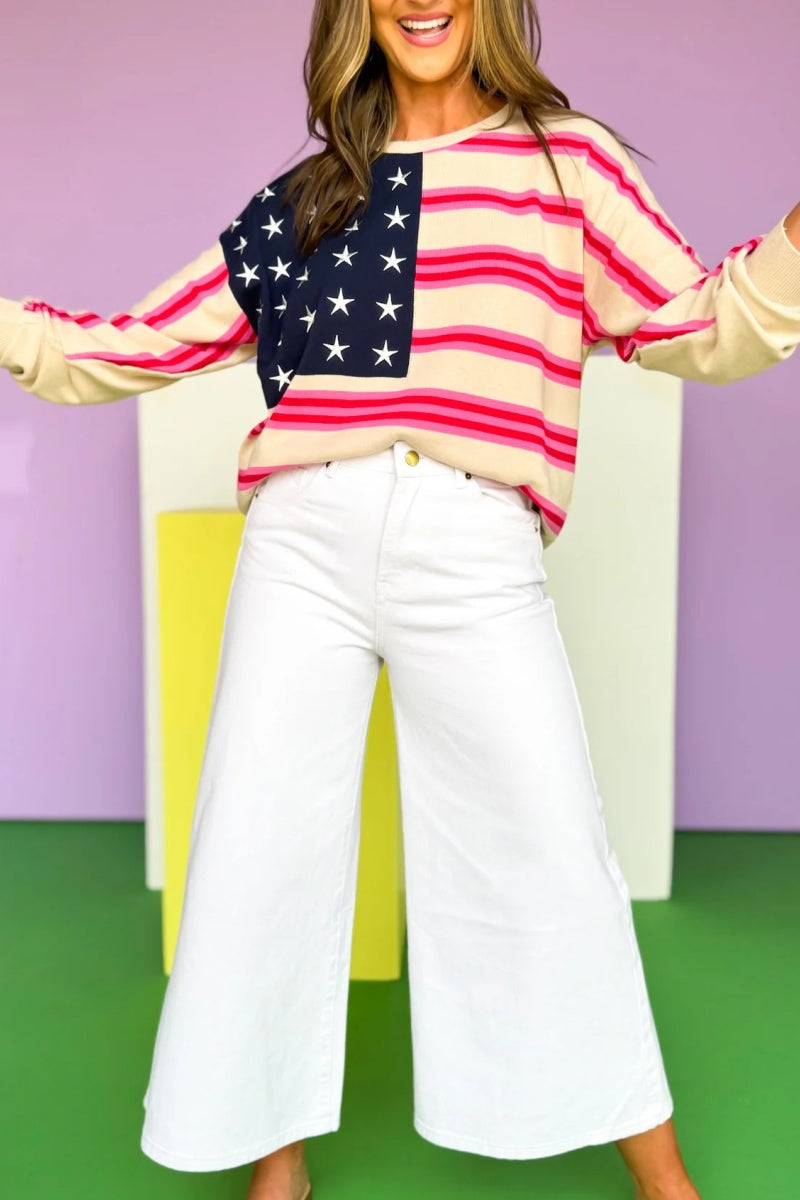 American Flag Motif Sweater