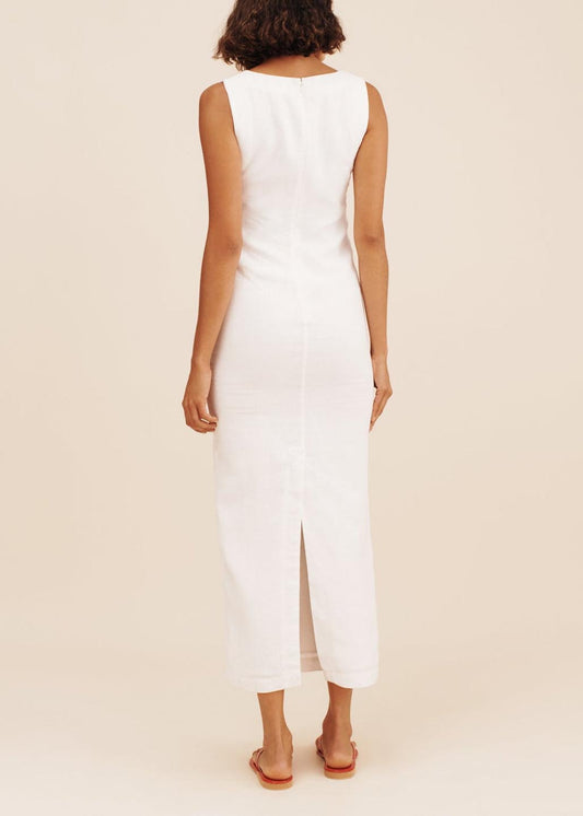 Solid color wide slit suspender dress