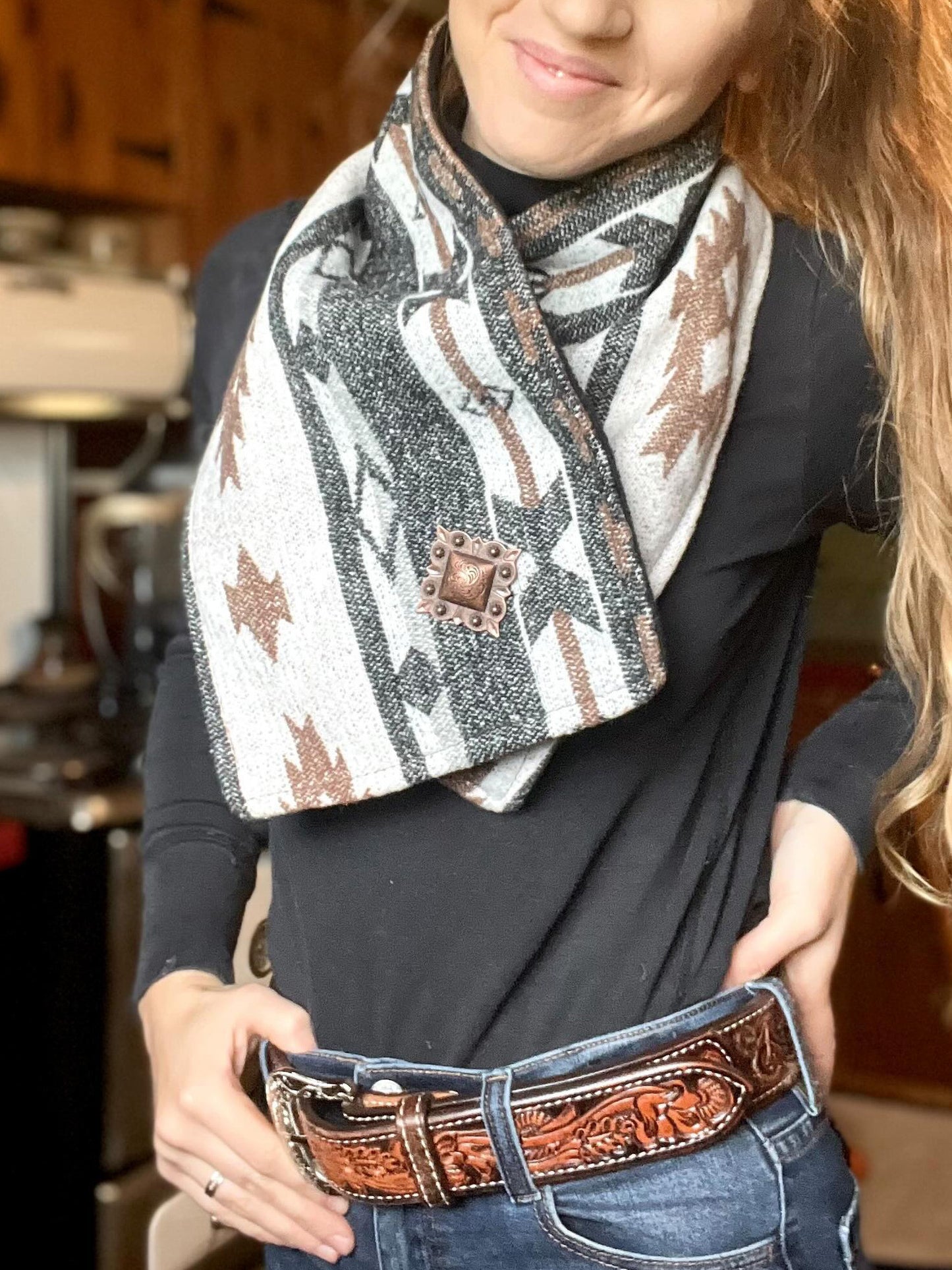 Western Cowboy White Warm Neck Hood