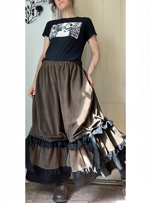 Corduroy Wide Ruffle Bowtie Bloomers Pants