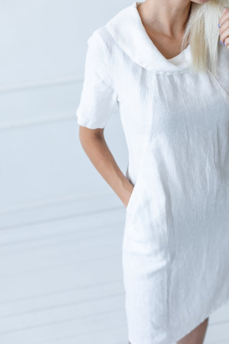 Round Neck Solid Color Midi Dress