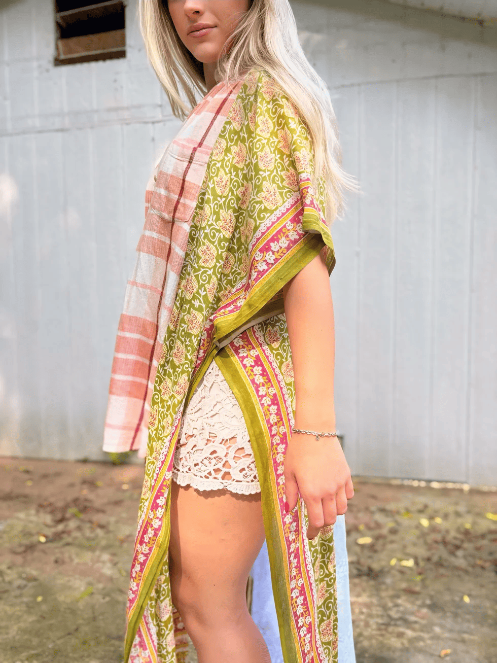 Flannel lace top
