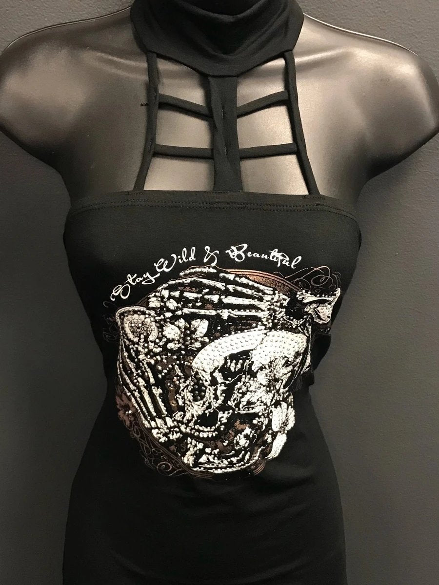 Punk sleeveless casual off-shoulder sexy top
