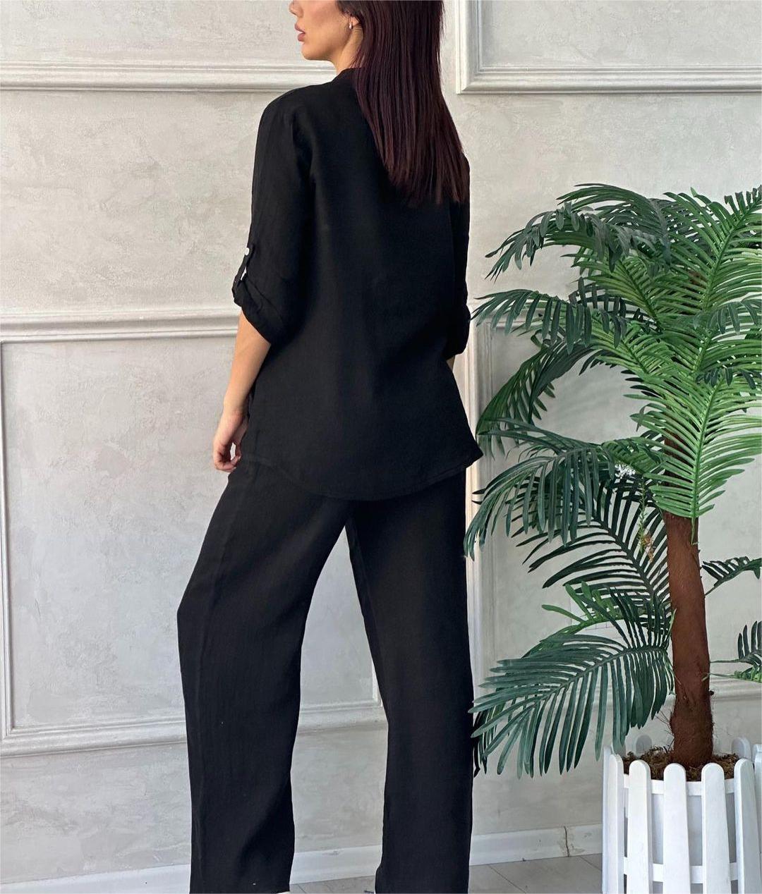 Women's Cotton & Linen Shirt Co-ord Set