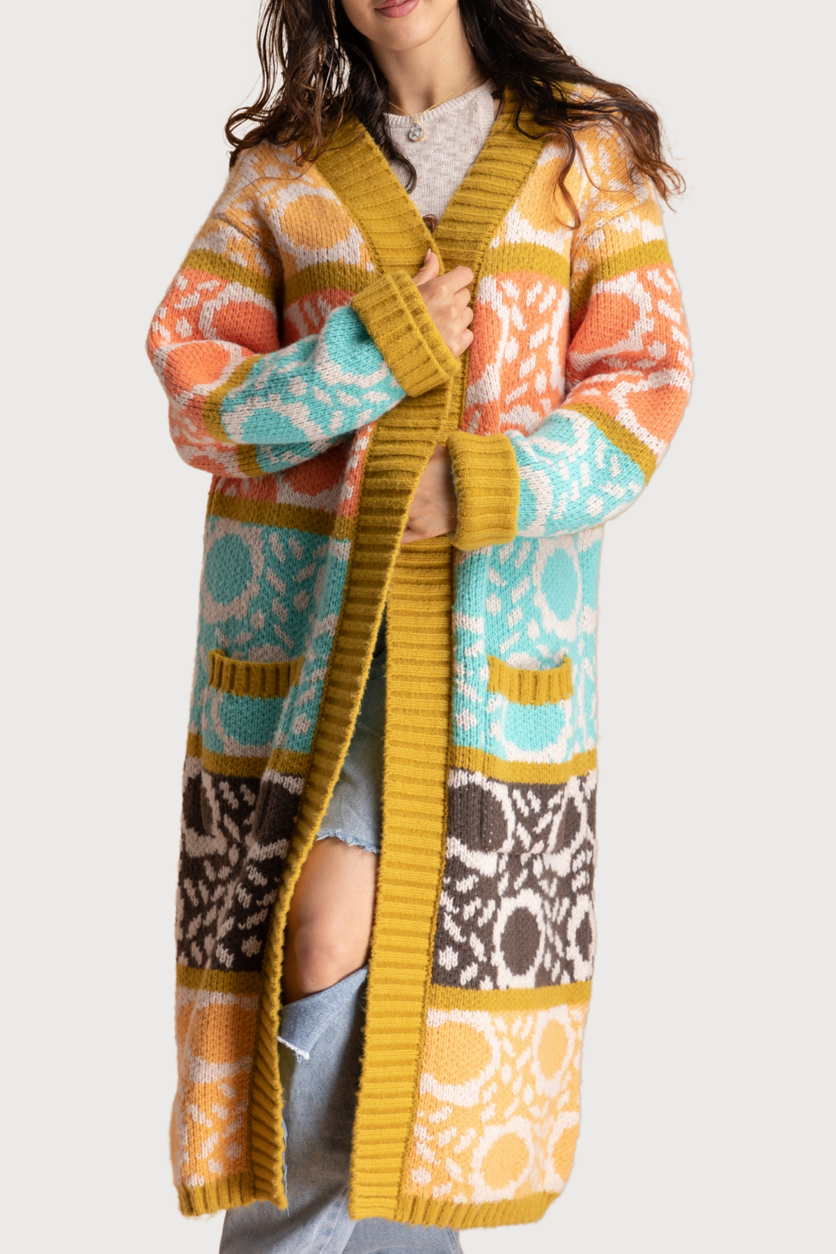 Carina Multi Long Knit Kimono