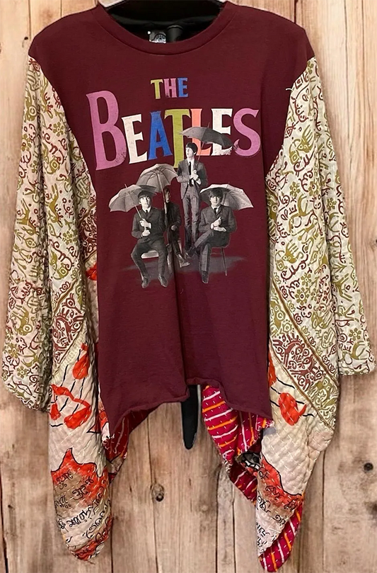 Printed Batwing Sleeve Top