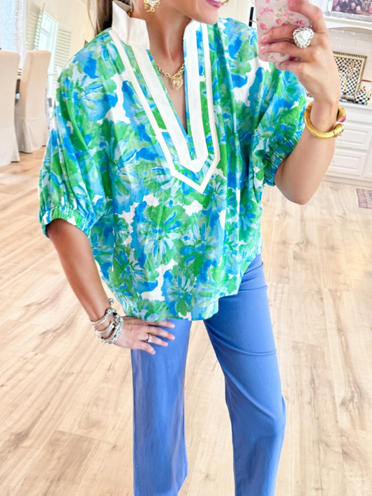 Green Aqua Dolman Sleeve Blouse