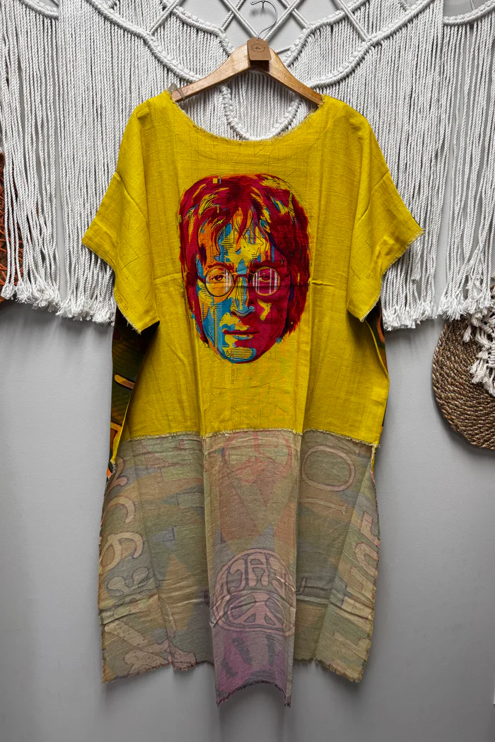 Printed linen tunic