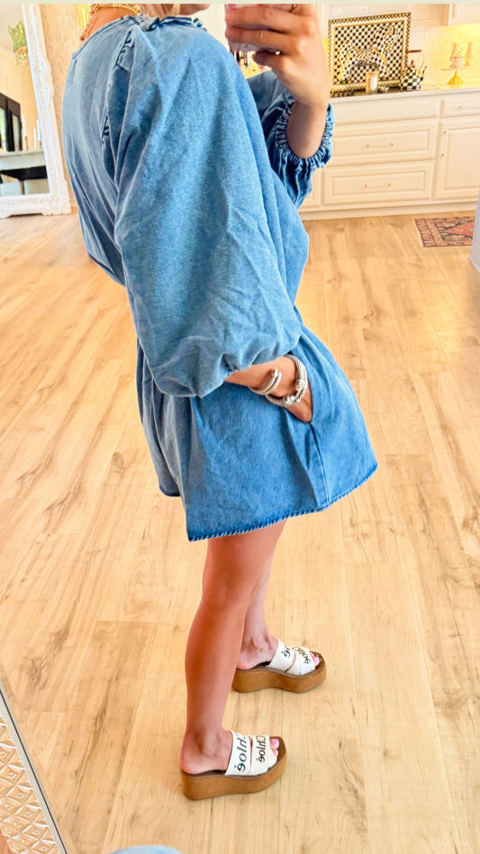 Denim V Neck Romper