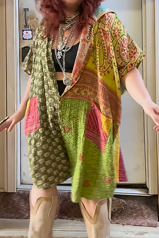 【Best-sellers are back!】Hippie Casual Hobo Vintage Floral Print Hoodie Jumpsuit Romper