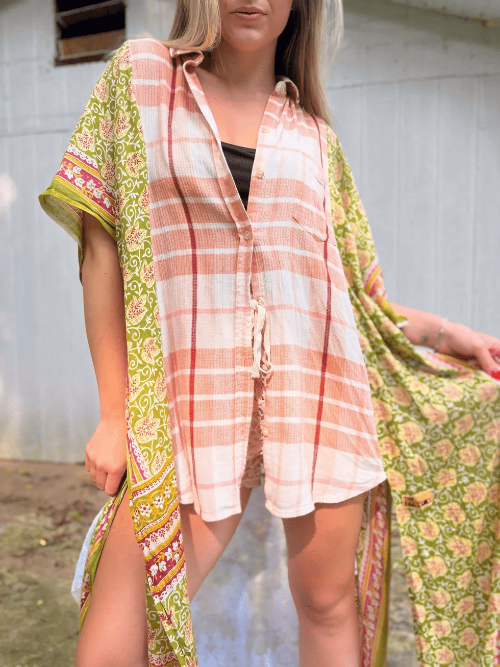 Flannel lace top