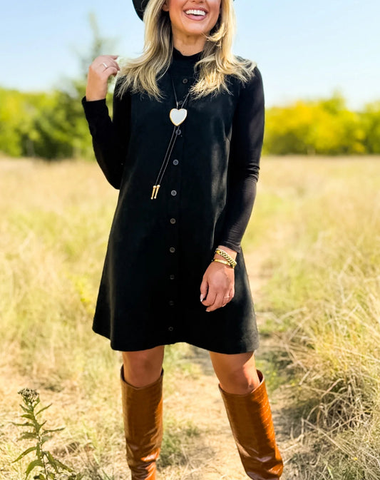 Button suede dress