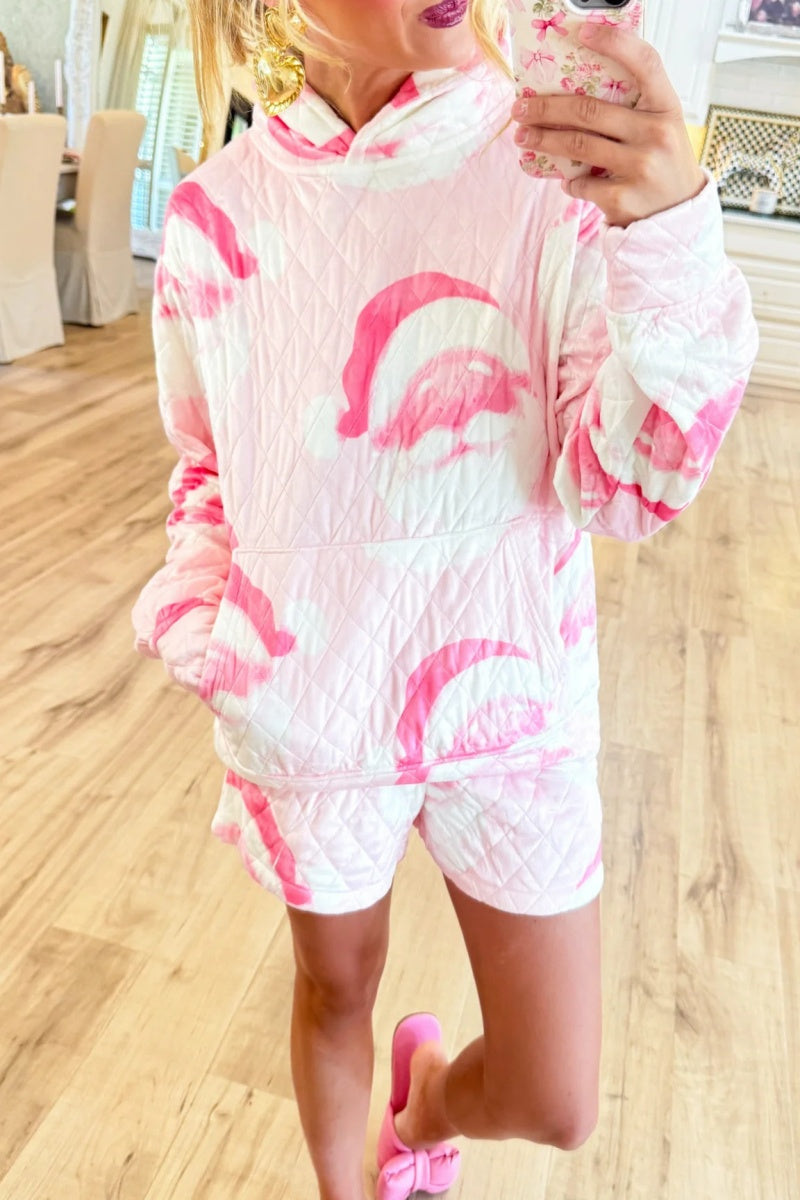 Pink Santa Quilted Fleece Short Set