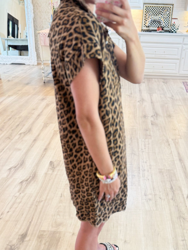 Leopard Scallop Hem Mini Dress