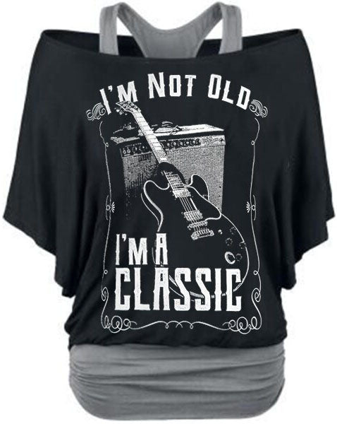 Ladies I Am Not Old Print Bat Sleeve T-shirt