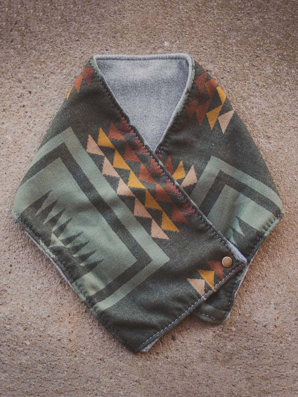 Western Green Aztec Warm Neck Hood