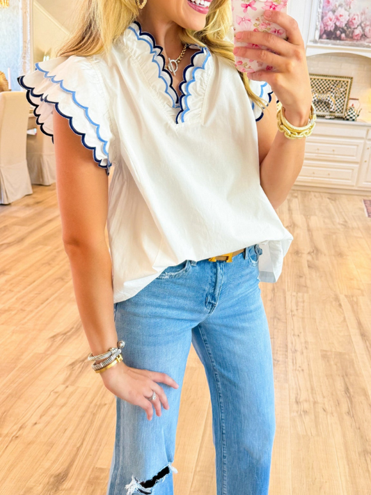 Off White Scalloped Blouse