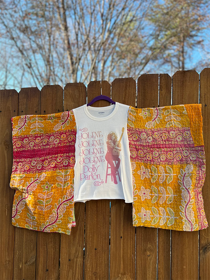 Printed Batwing Sleeve Top