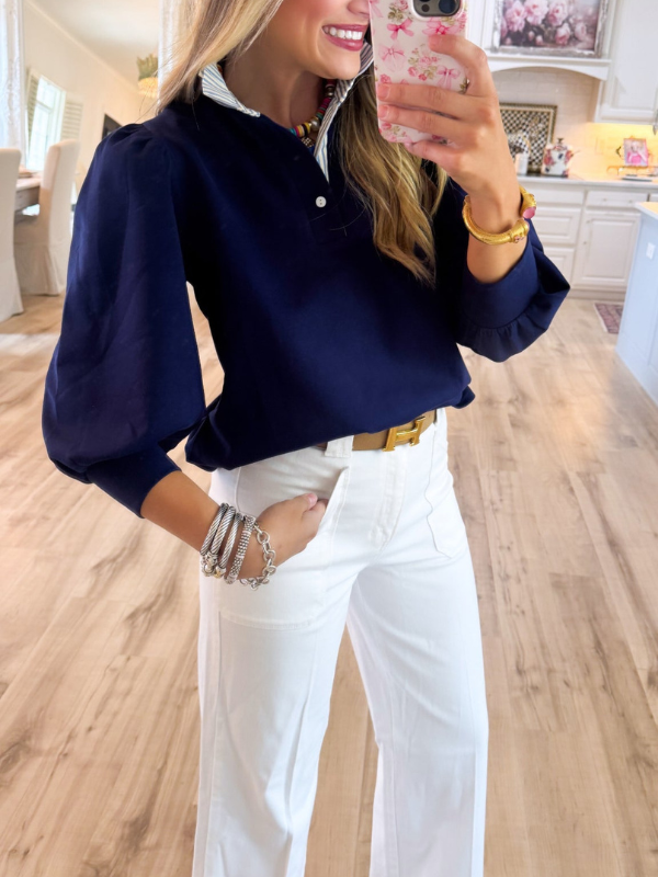 Contrast Ruffle Top