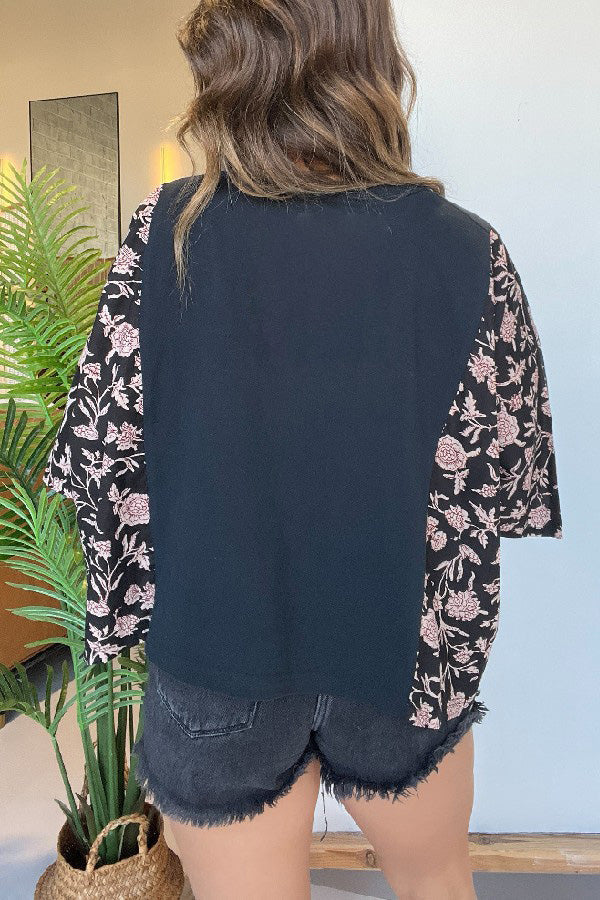 Mix & Match Tee Black Floral(No Patch)