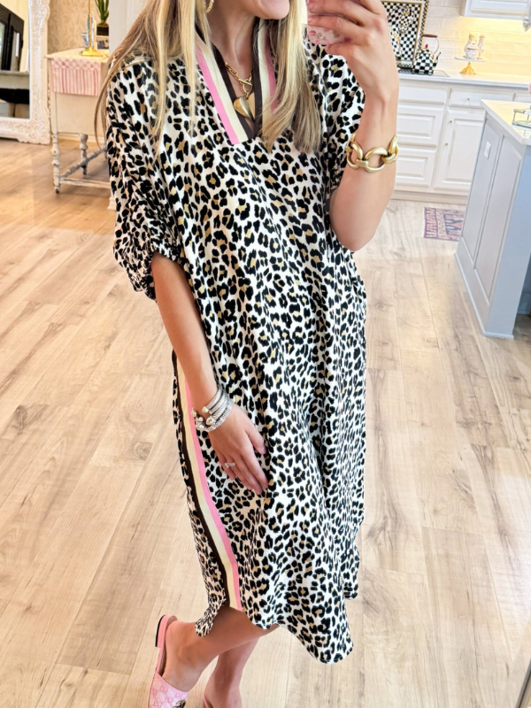 Leopard Dolman Sleeve Midi Dress