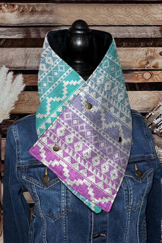 Western Cowboy Purple Aztec Warm Neck Hood