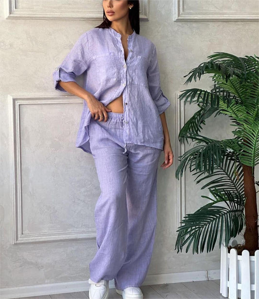 Women's Cotton & Linen Shirt Co-ord Set