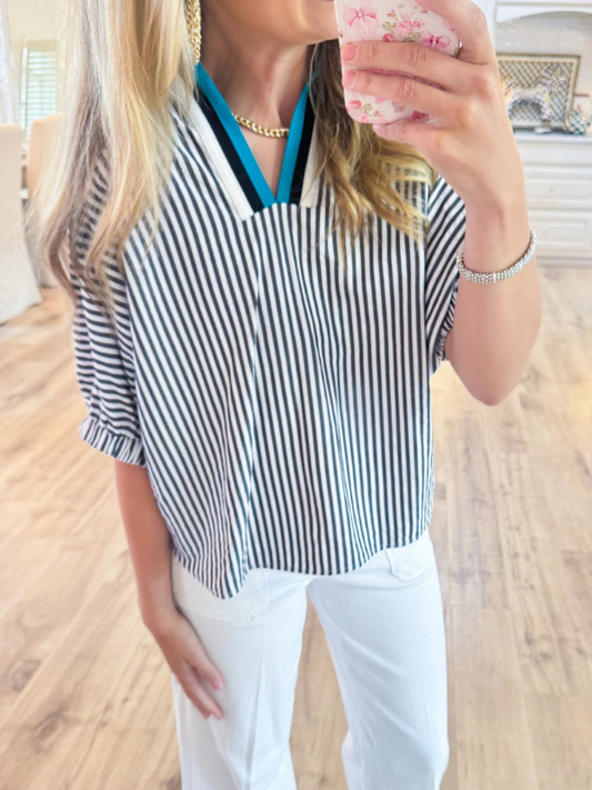 Black Stripe Dolman Sleeve Top