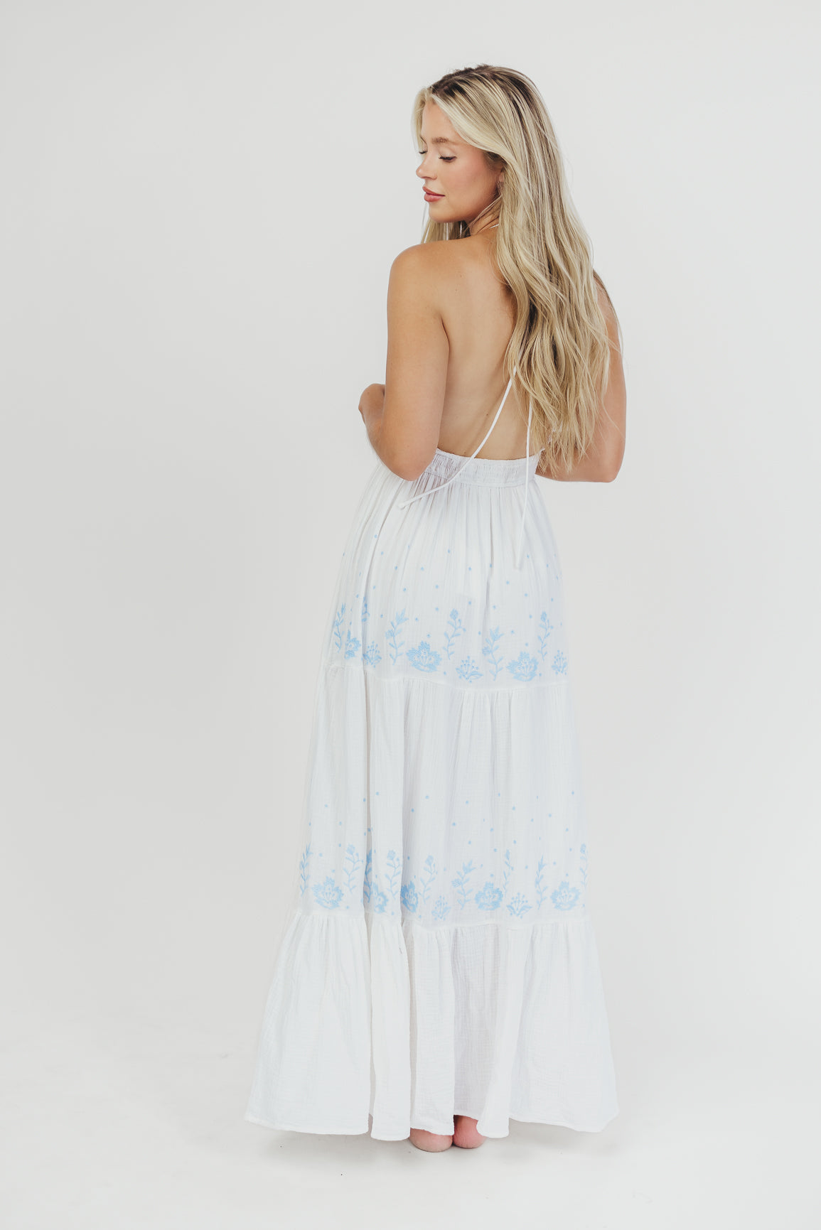 Lena Embroidered Maxi Dress (Off-White)