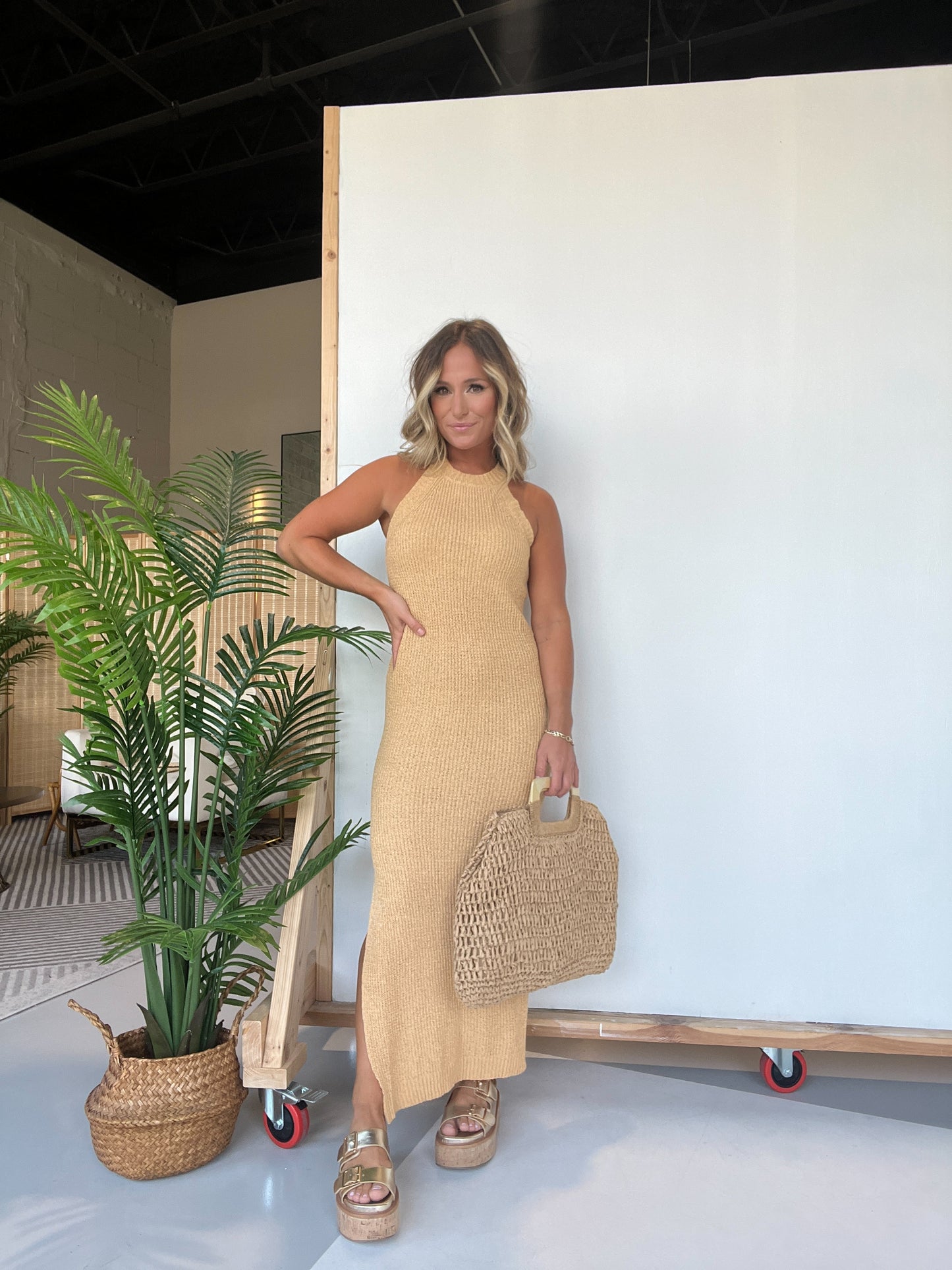 Cry For Me Sweater Knit Maxi Dress Peach