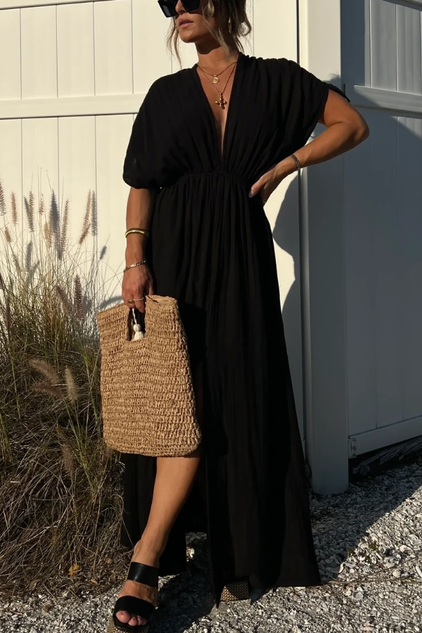 Breezy Blooms Maxi Dress Black