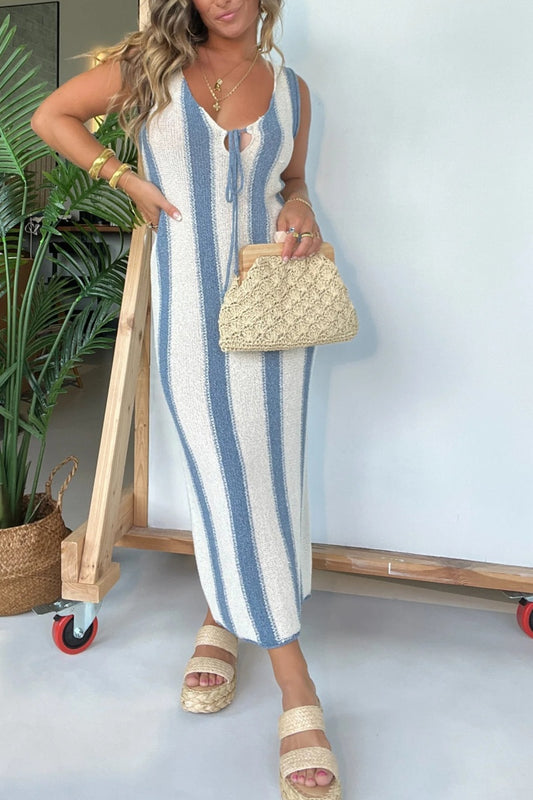 Lucie Sweater Knit Mumu Dress Natural Stripe