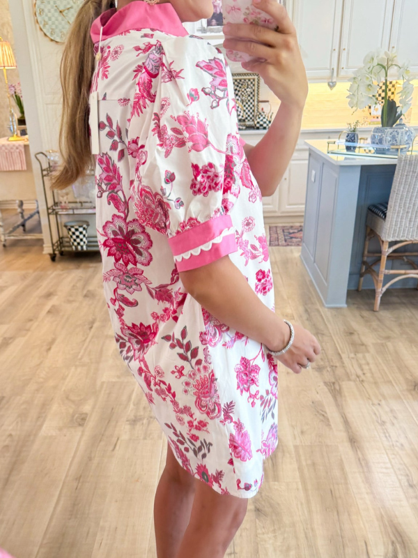 Pink Floral Printed Mini Dress