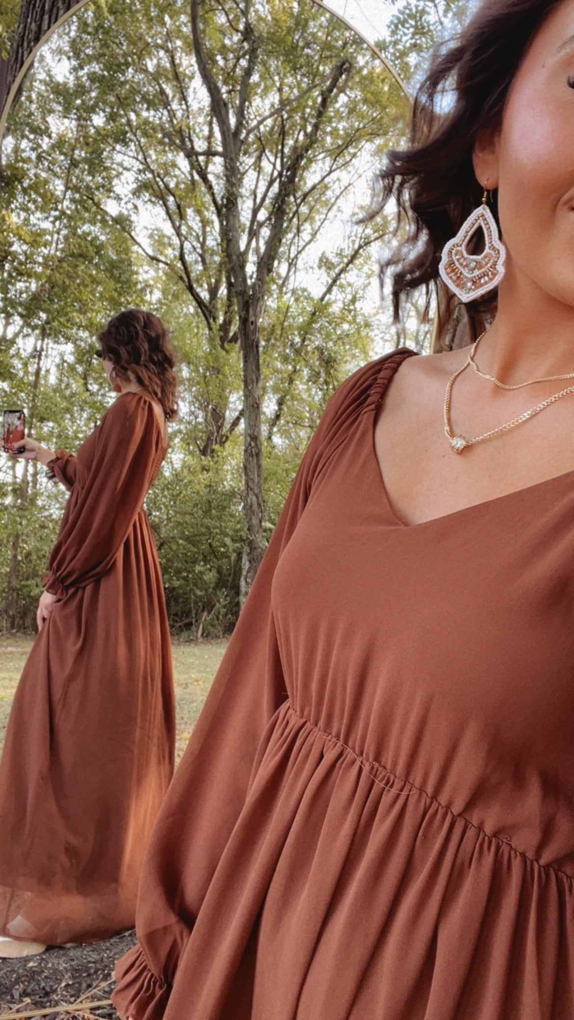 Timeless Romantic Chiffon Maxi Dress, Brown