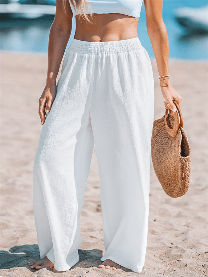 Women's Solid Color Simple Elastic Waist Vacation Casual Pants