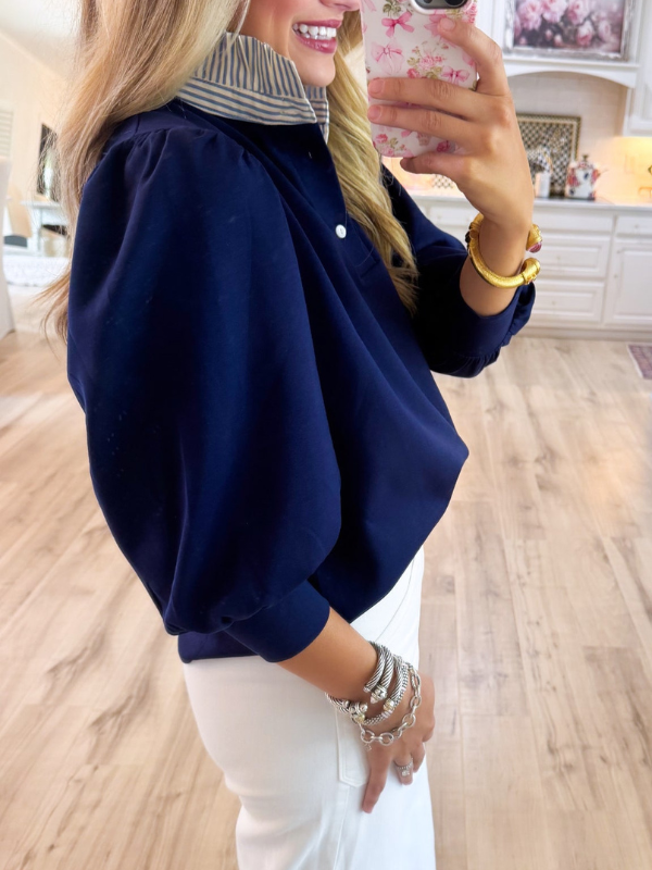 Contrast Ruffle Top
