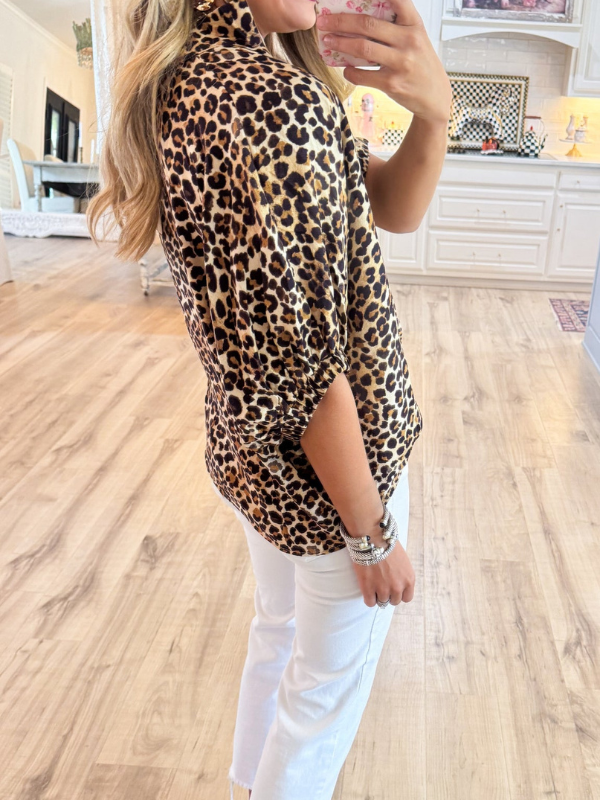 Camel Leopard Dolman Sleeve Top