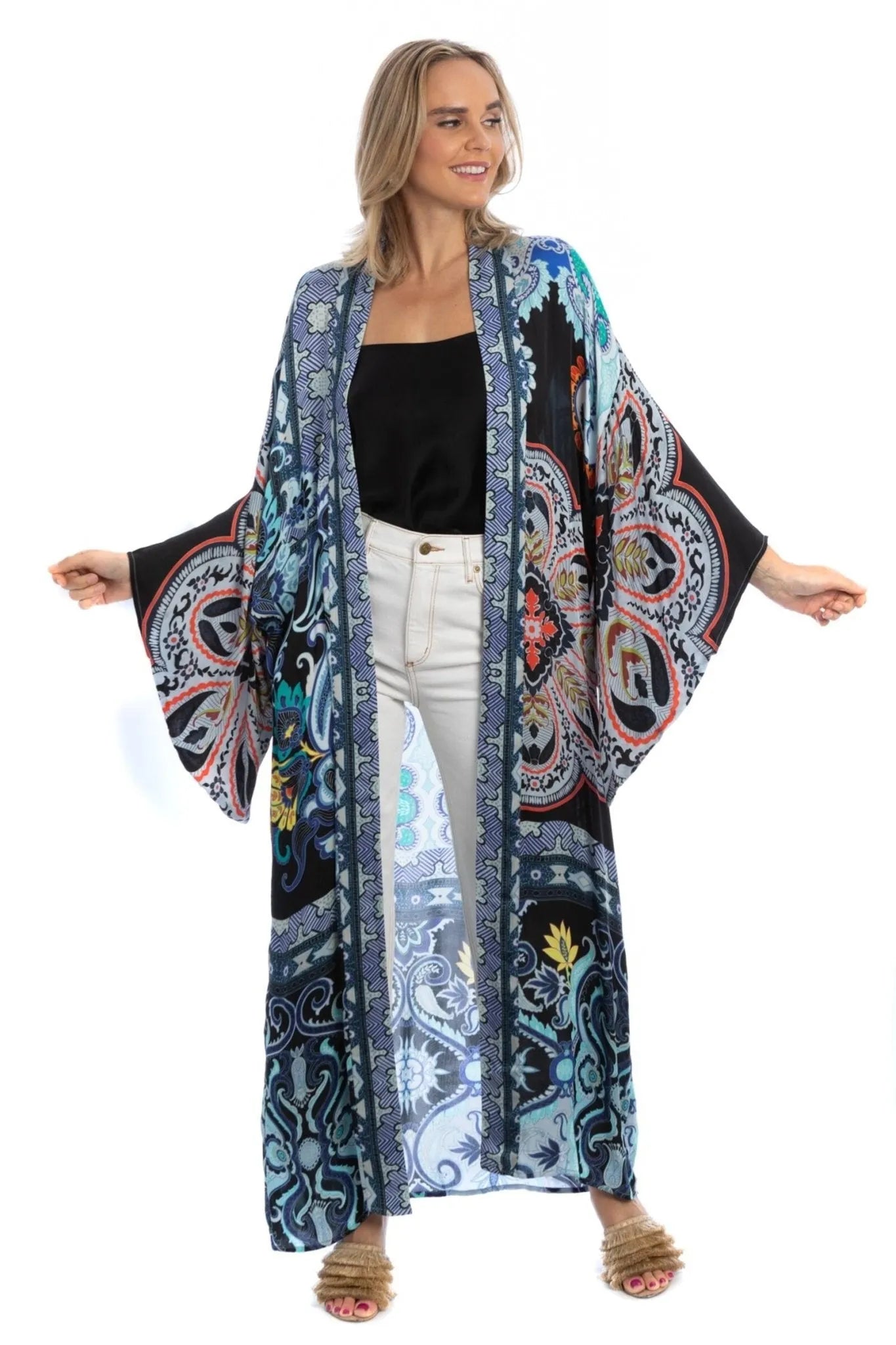 Paisley Mixed Print Kimono Long