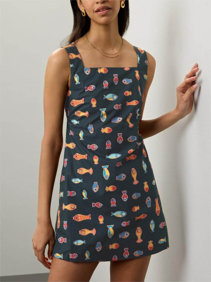 Fish Print Playful Mini Dress