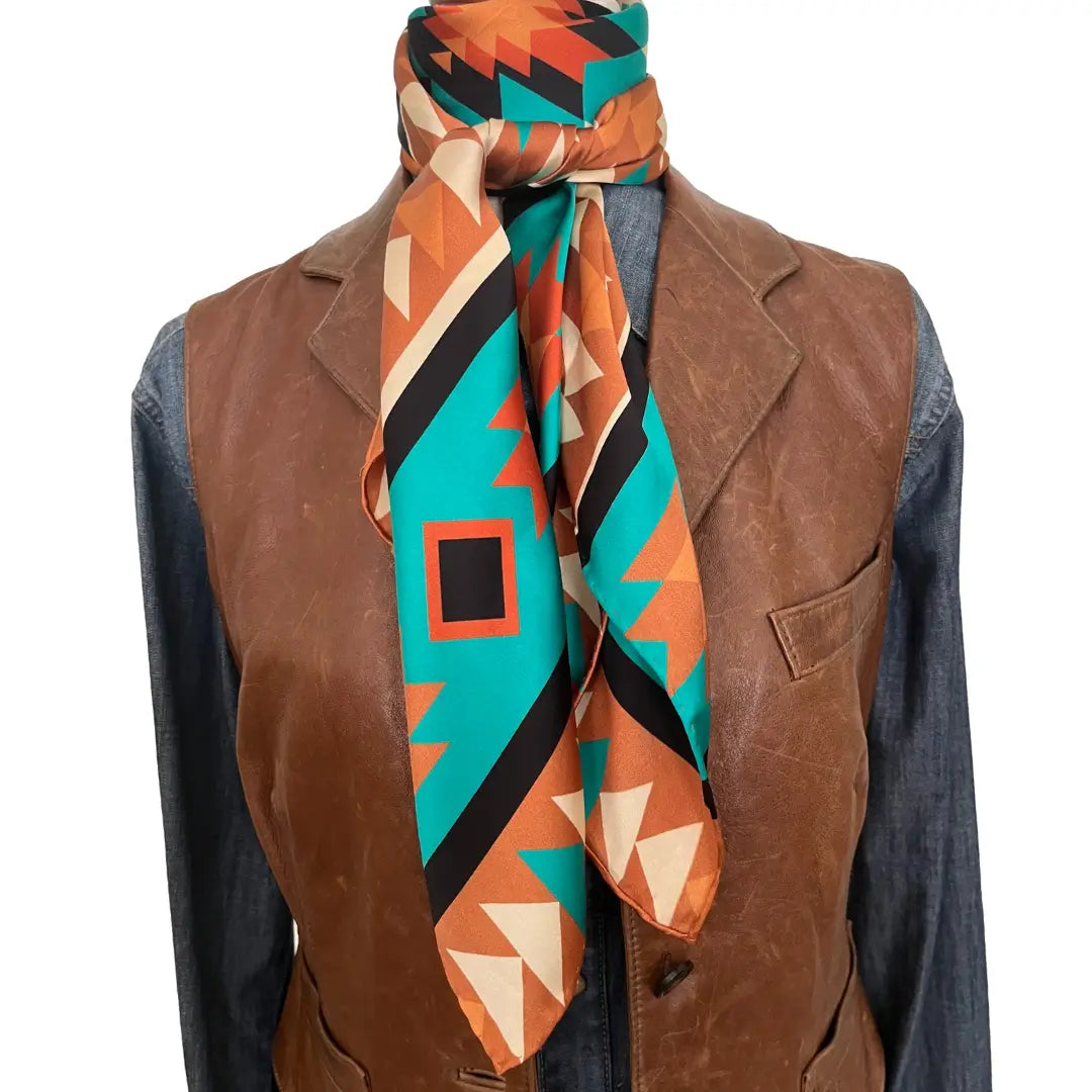Aztec Wild Rags (Cimarron Turquoise) Silk Scarf