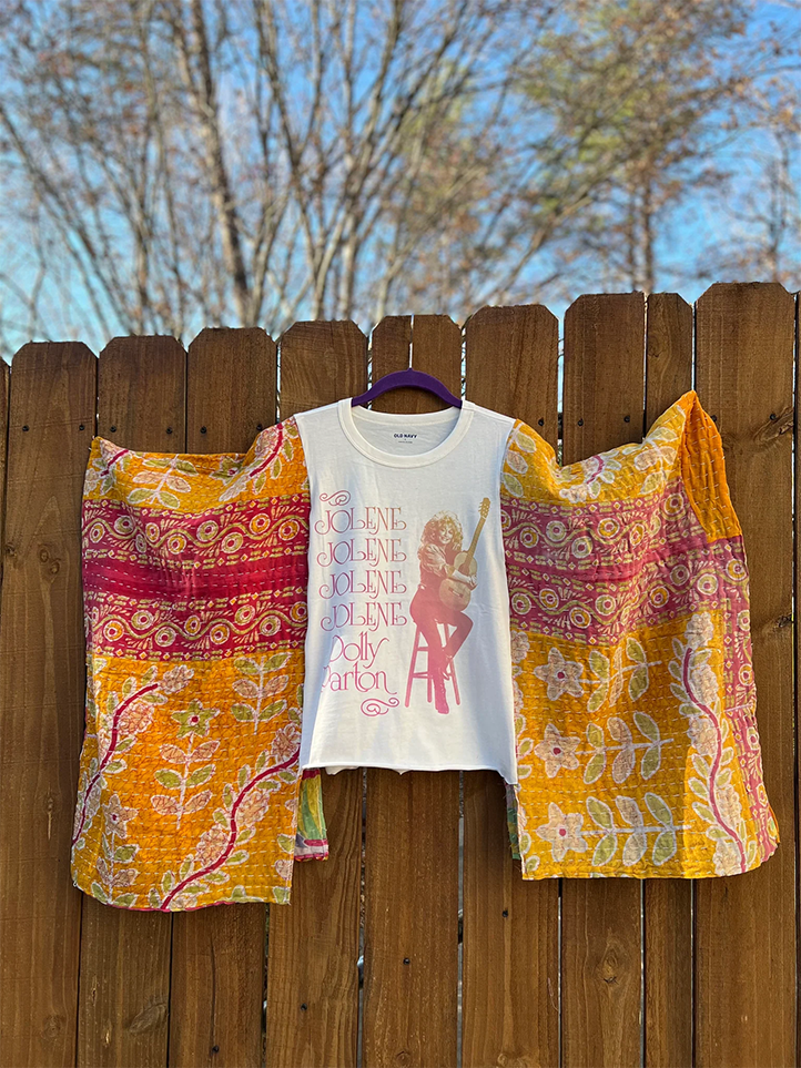 Printed Batwing Sleeve Top