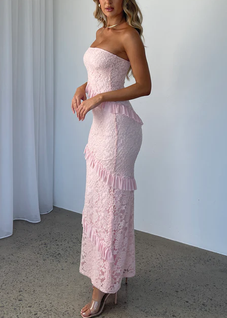 Lace Maxi Dress Pink