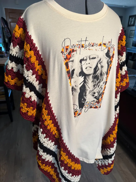 Stevie Nicks Crochet T-Shirt Poncho