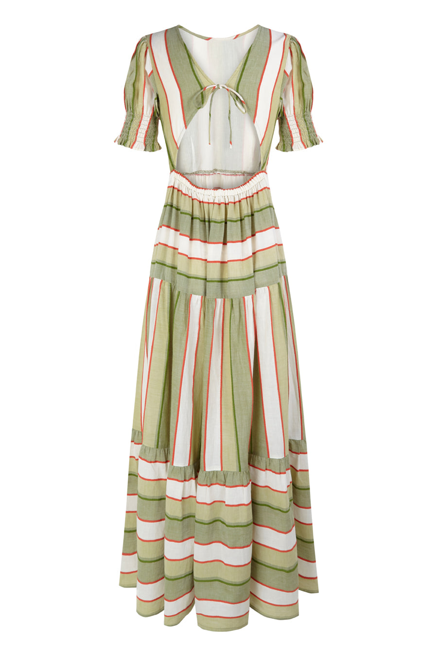 Strappy Back Contrast Stripes Midi Dress