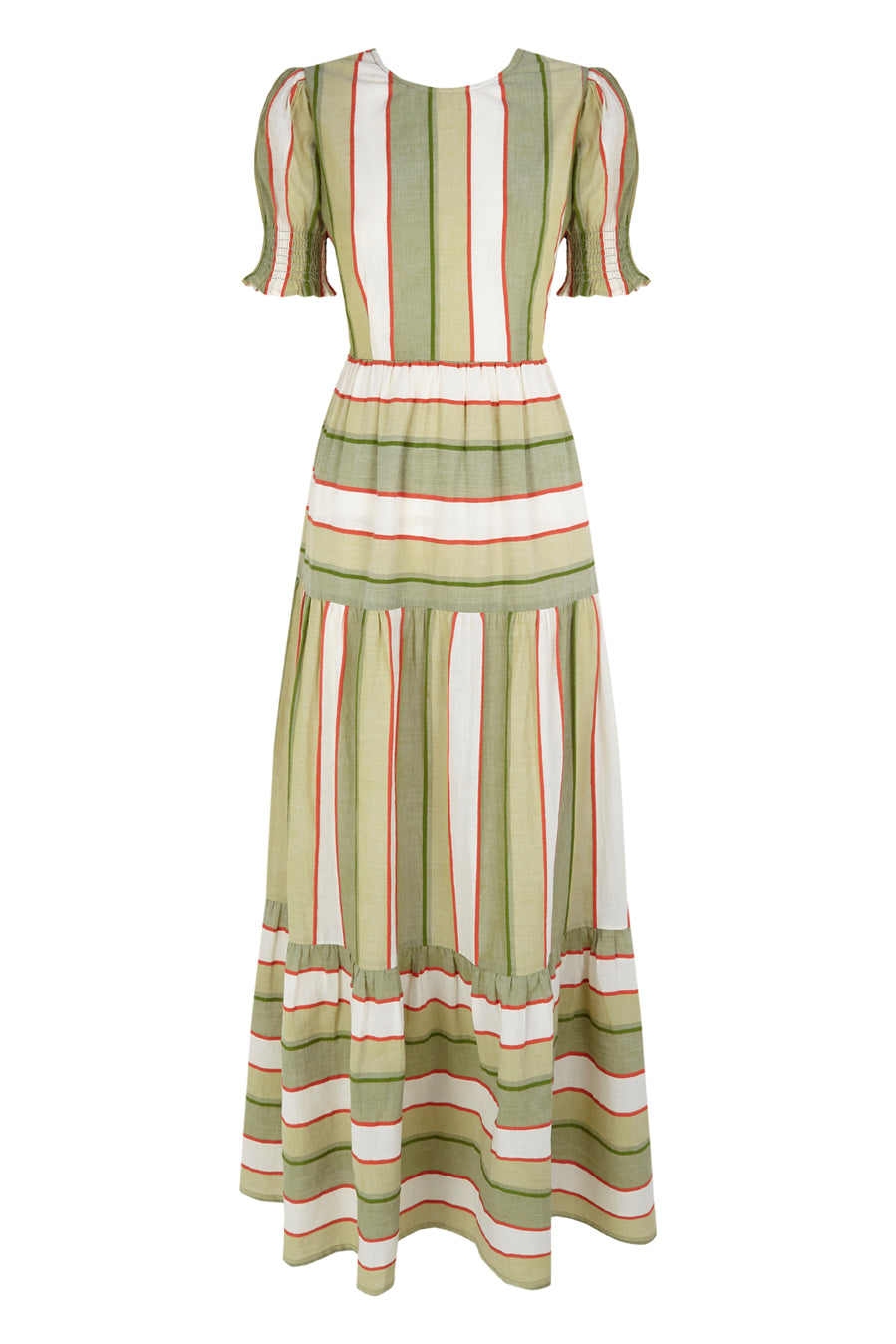 Strappy Back Contrast Stripes Midi Dress