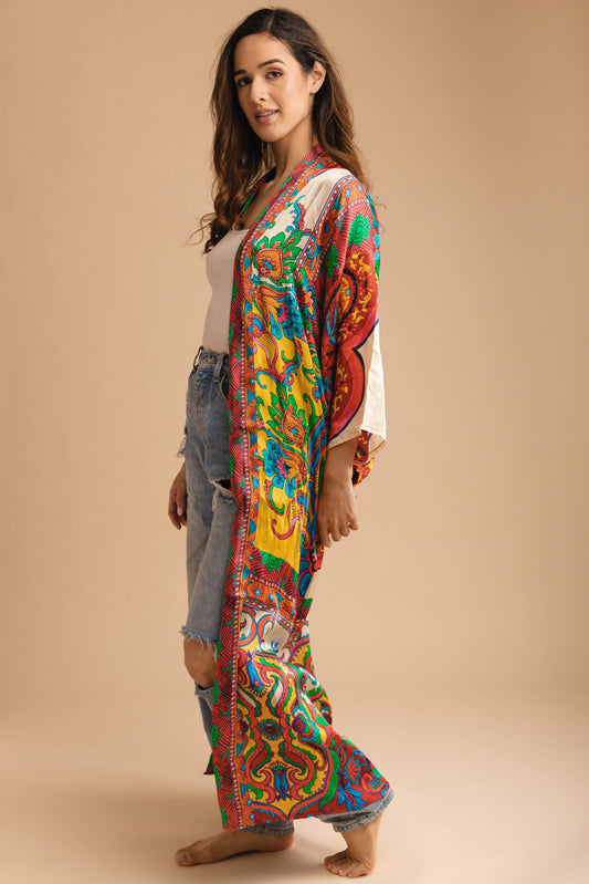 Paisley Mixed Print Kimono Long