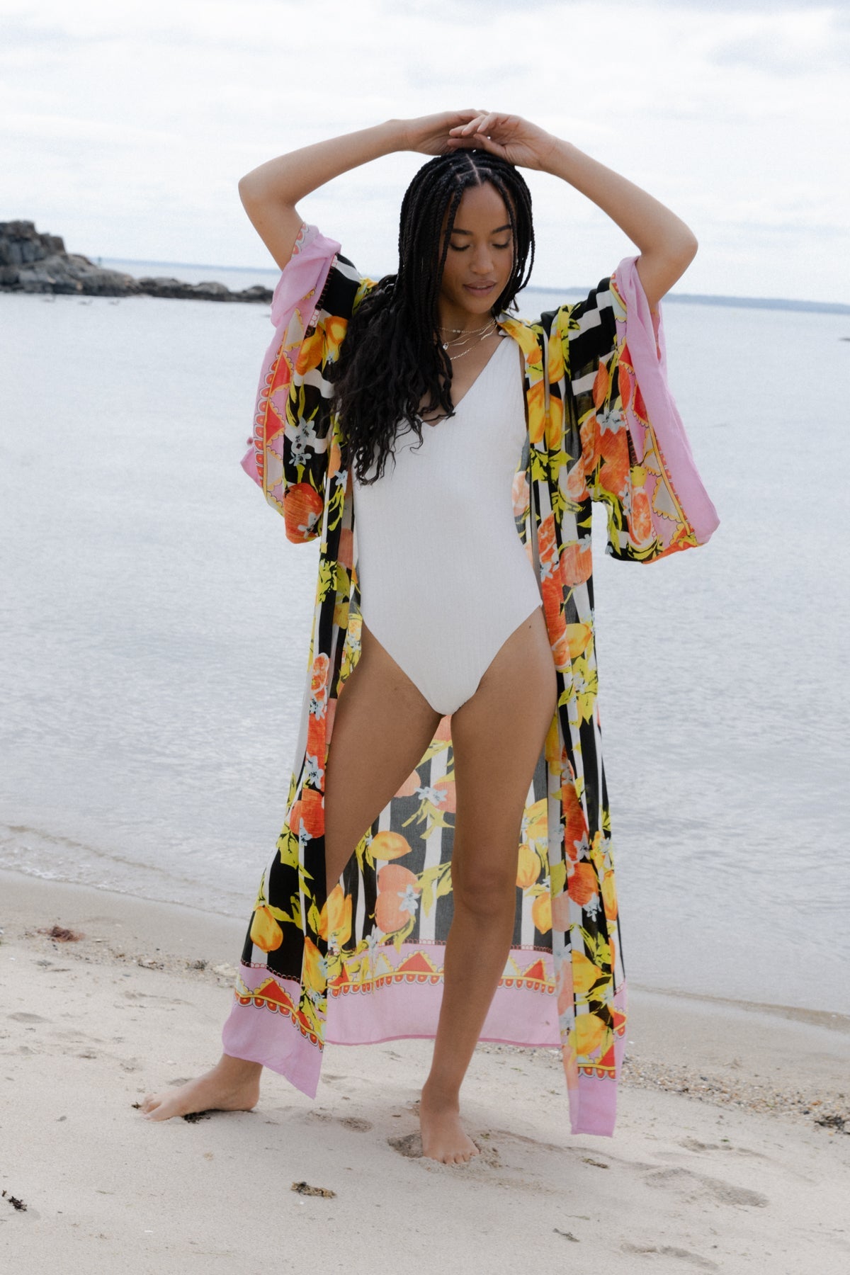Citrus Print Kimono Long